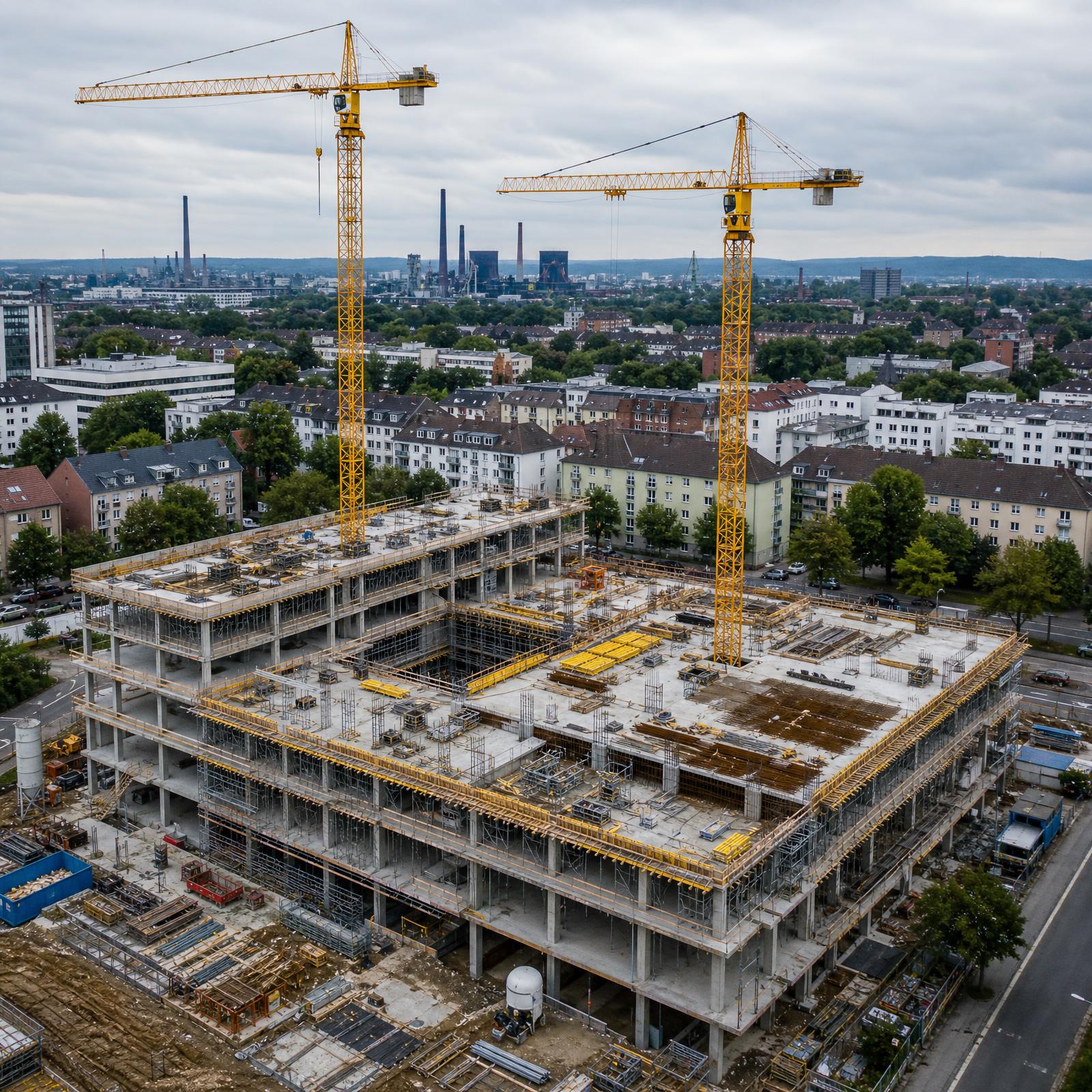 Luftaufnahme einer Stadt im Ruhrgebiet